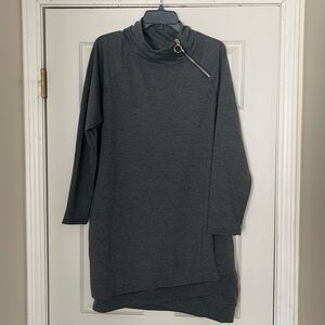 NWT French Laundry - zipper funnel neck light weight fleece tunic/dress - size L